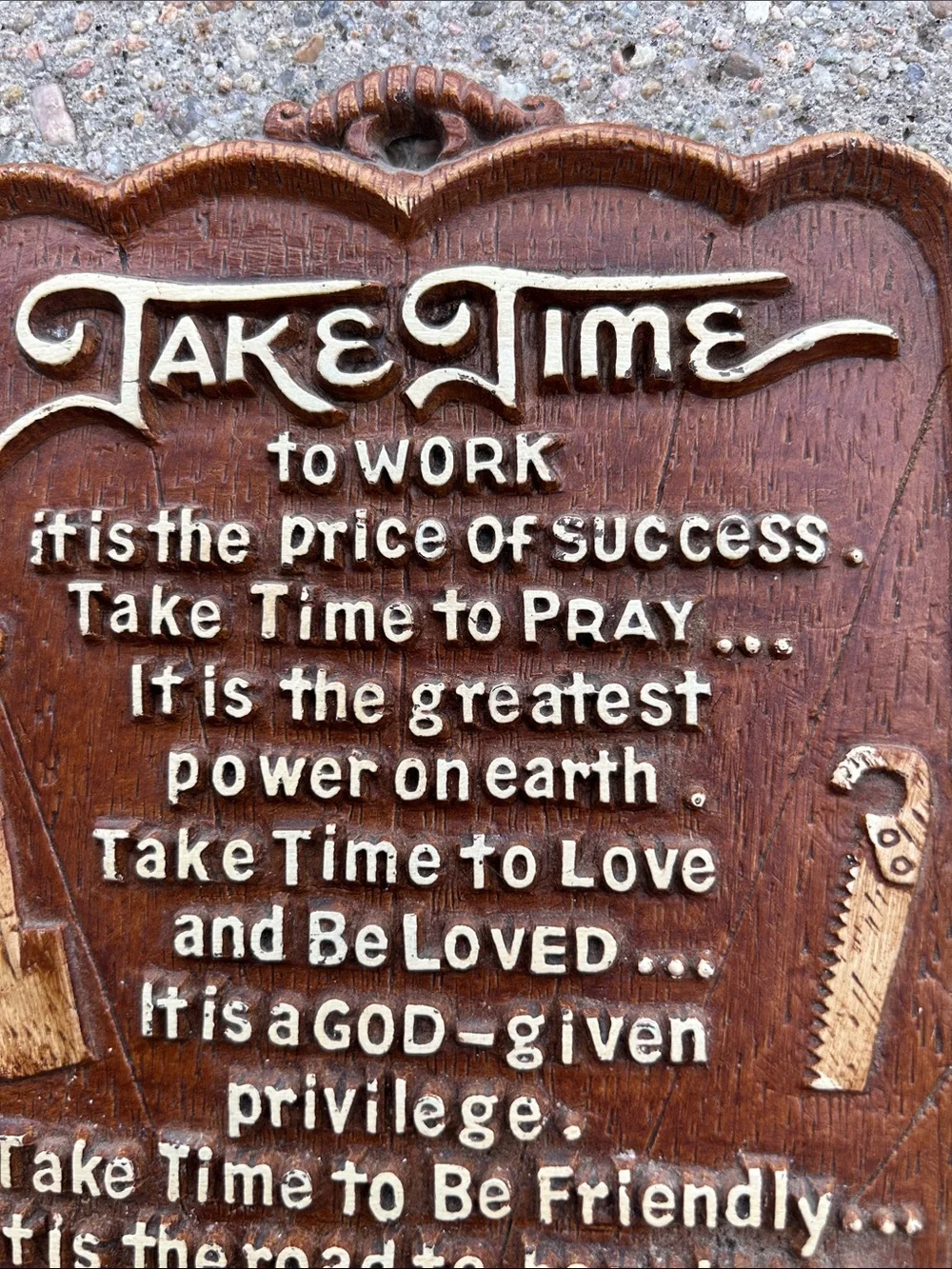 Vintage Take Time Wall Plaque - Brown with Yellow Accent
